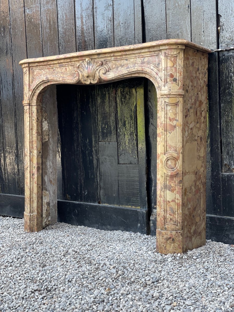 Louis XV Style Fireplace In Aleppo Breche Marble-photo-6