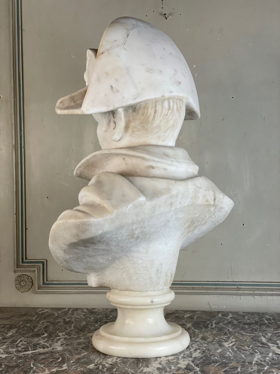 Napoléon Ier, Buste En Marbre De Carrare, XIXème Siècle -photo-7