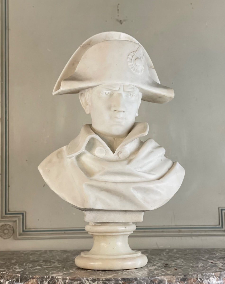 Napoléon Ier, Buste En Marbre De Carrare, XIXème Siècle 
