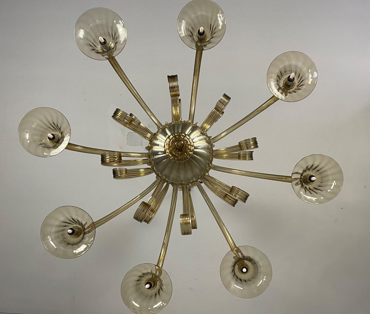 Venetian Chandelier In Golden Murano Glass, 8 Arms Of Light-photo-2