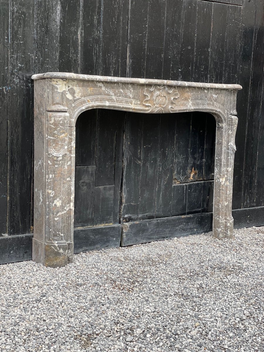 Louis XV Fireplace In Gray Ardennes Marble Late Eighteenth Century-photo-1