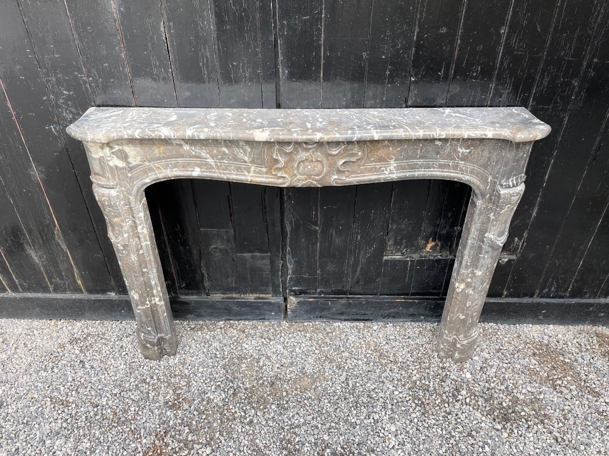 Louis XV Fireplace In Gray Ardennes Marble Late Eighteenth Century-photo-4