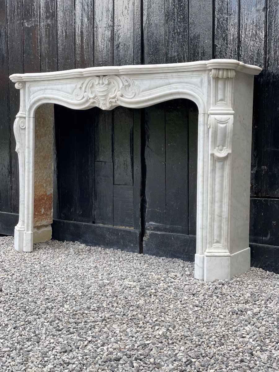 Louis XV Style Fireplace In Carrara Marble Circa 1880-photo-5