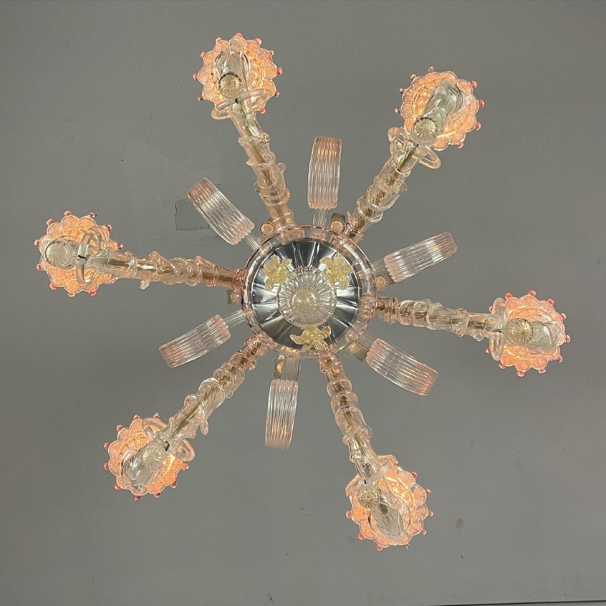 Rezzonico Chandelier In Murano Glass, 6 Arms Of Light, Venice-photo-2