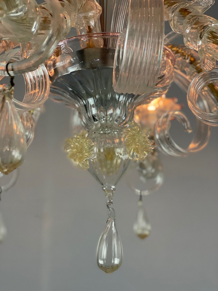 Rezzonico Chandelier In Murano Glass, 6 Arms Of Light, Venice-photo-4