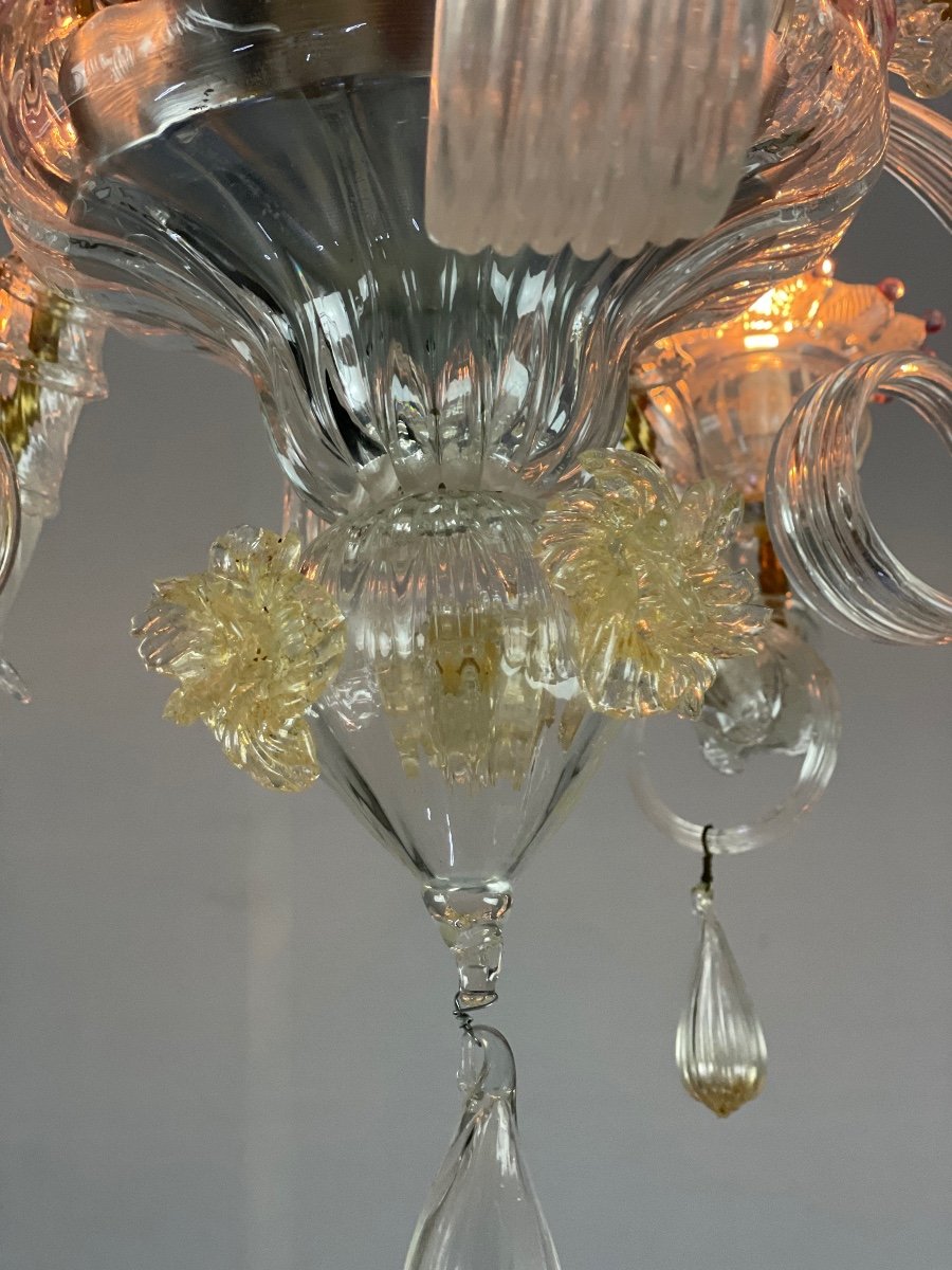 Rezzonico Chandelier In Murano Glass, 6 Arms Of Light, Venice-photo-7