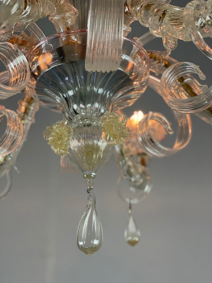 Rezzonico Chandelier In Murano Glass, 6 Arms Of Light, Venice-photo-8