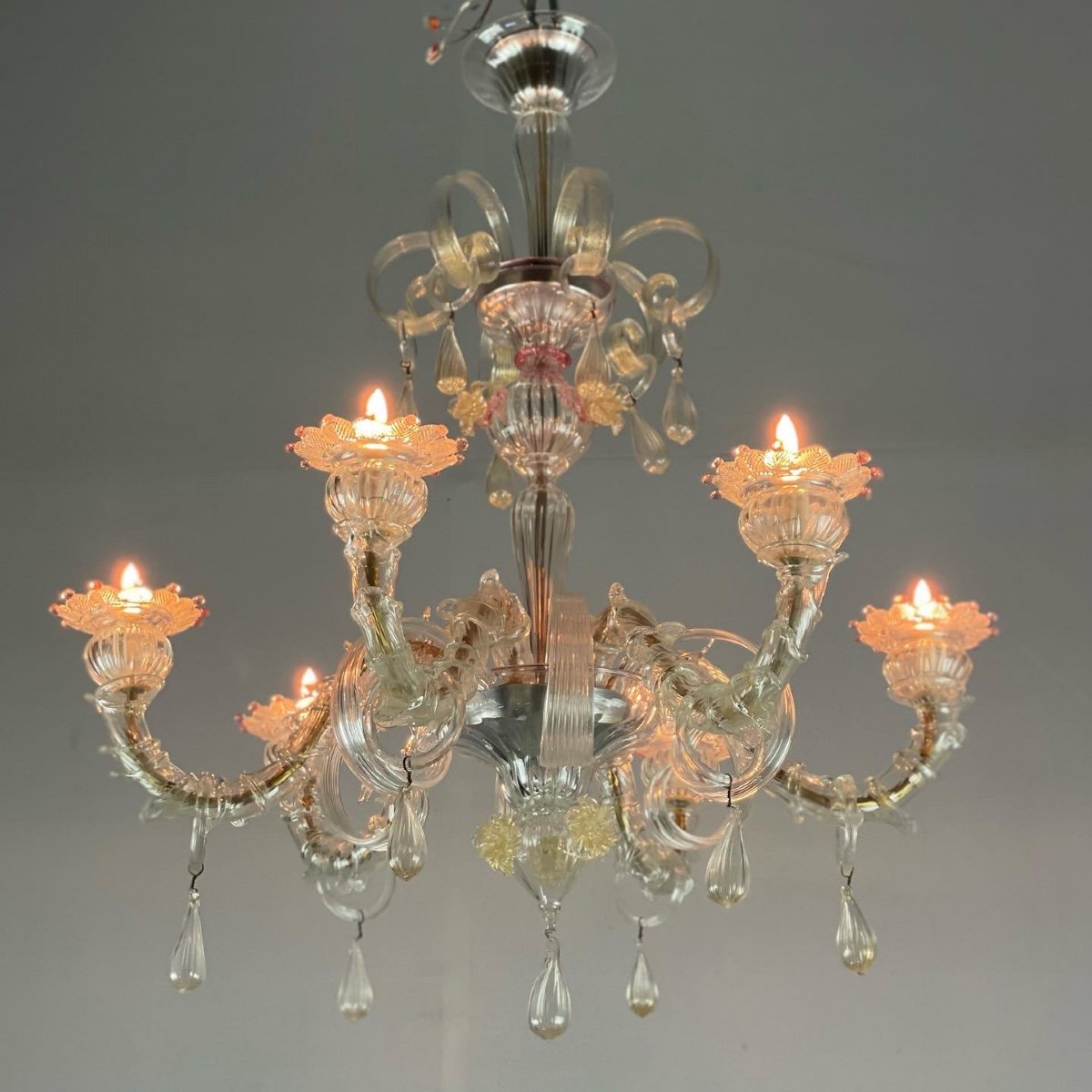 Rezzonico Chandelier In Murano Glass, 6 Arms Of Light, Venice