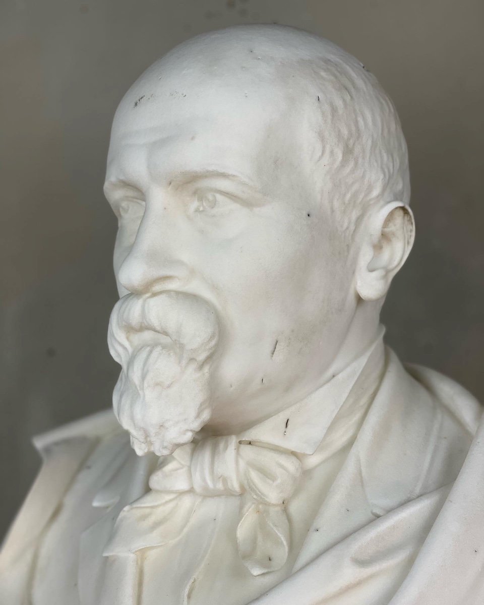 Statuary White Carrara Marble Bust, Circa 1880-photo-2
