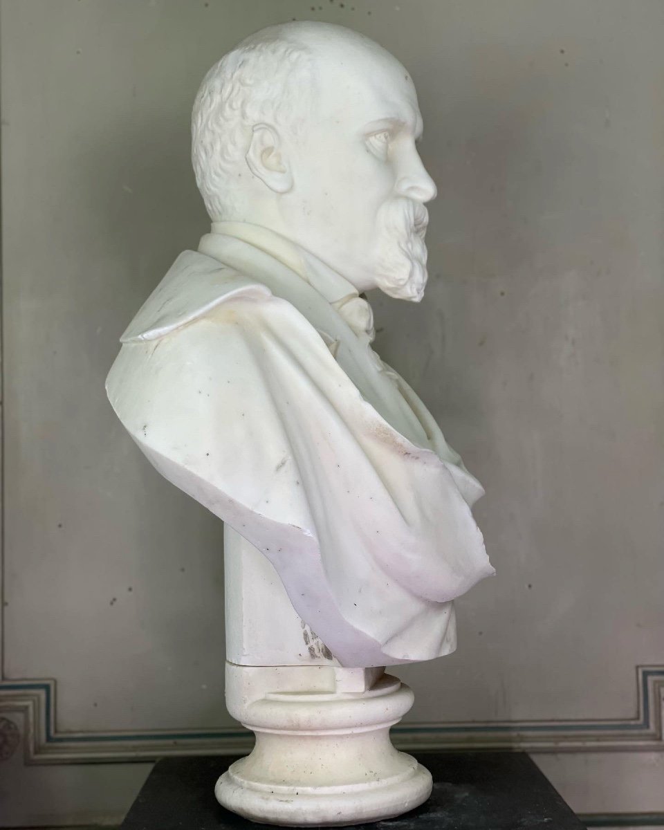 Buste En Marbre De Carrare Blanc Statuaire, Vers 1880-photo-4