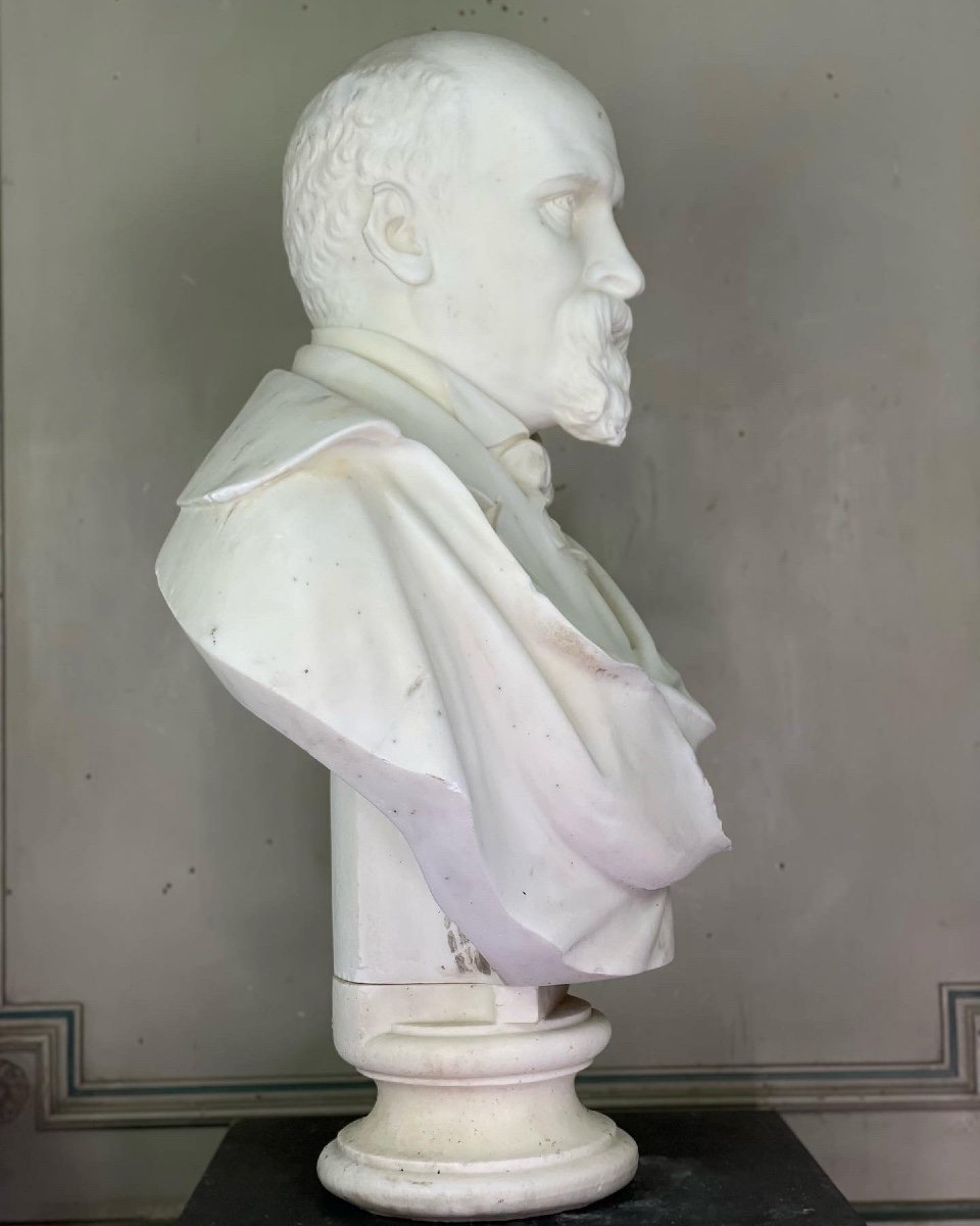 Statuary White Carrara Marble Bust, Circa 1880-photo-4