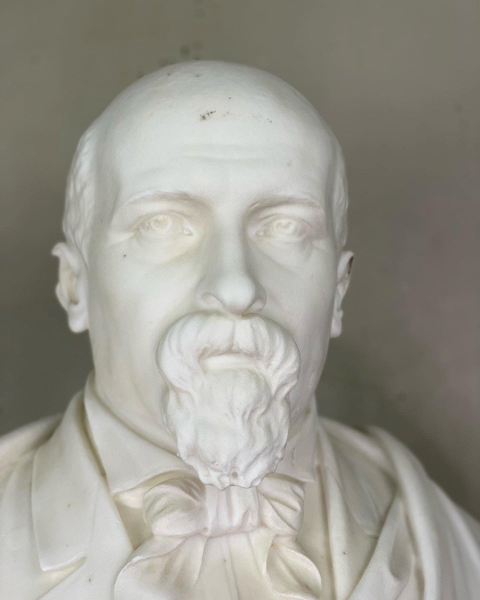 Statuary White Carrara Marble Bust, Circa 1880-photo-3