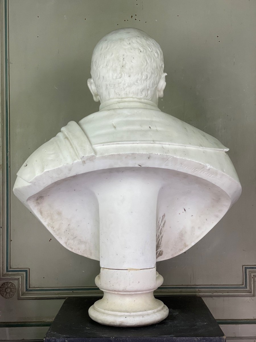 Statuary White Carrara Marble Bust, Circa 1880-photo-4