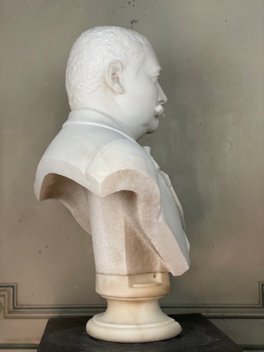 Statuary White Carrara Marble Bust, Circa 1880-photo-6