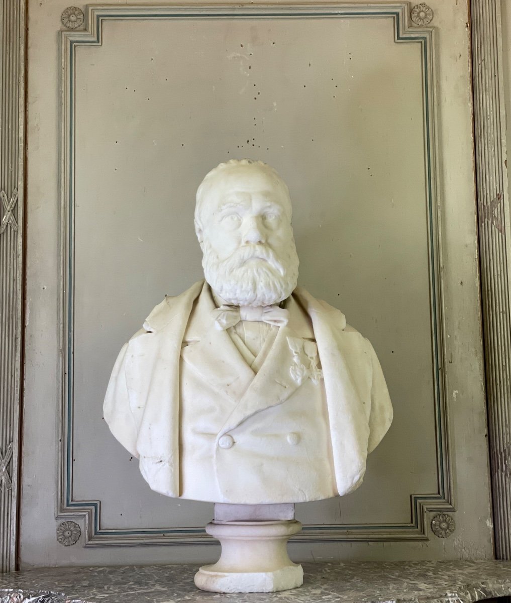 Carrara Marble Bust Signed And Dated Argenti Giosue 1886