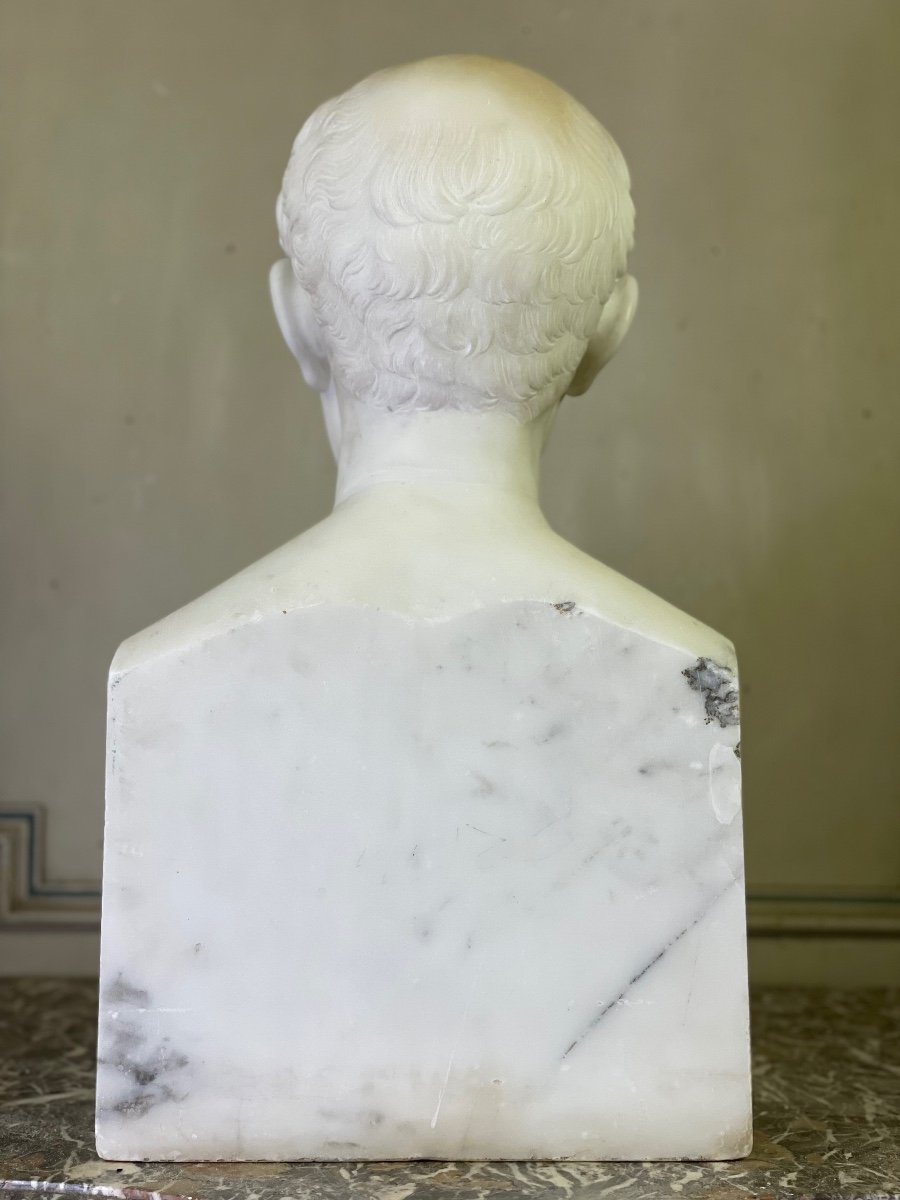 Male Bust In Carrara Marble XIXth Century-photo-1