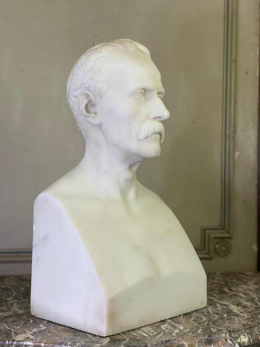 Male Bust In Carrara Marble XIXth Century