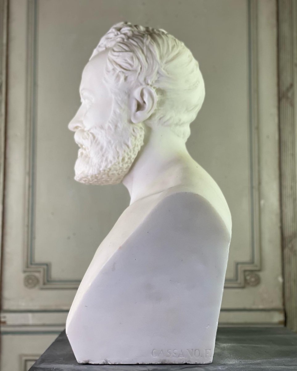 Buste en marbre blanc statuaire signé Cassano-photo-1