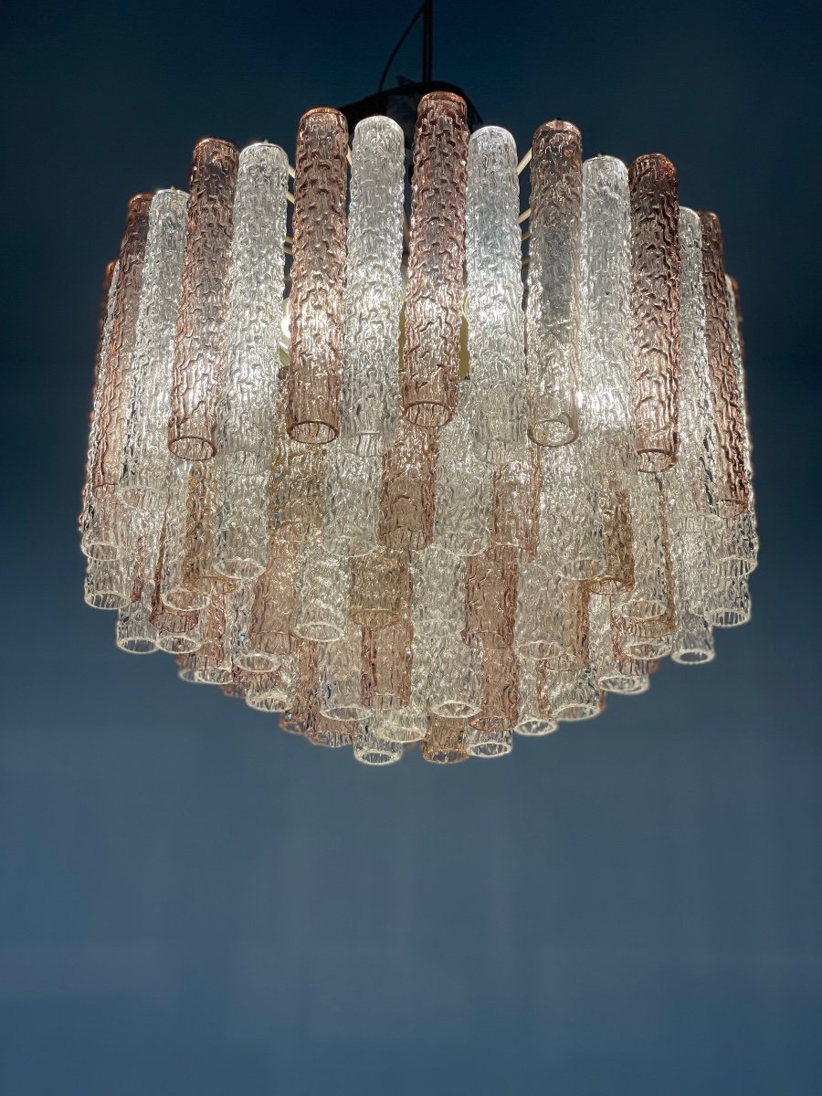 Venetian Chandelier In Pressed And Molded Murano Glass By Venini-photo-2