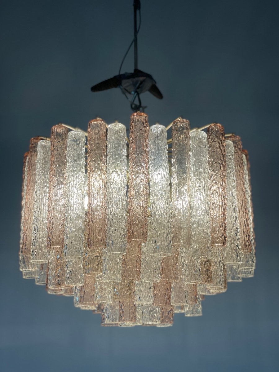 Venetian Chandelier In Pressed And Molded Murano Glass By Venini-photo-3