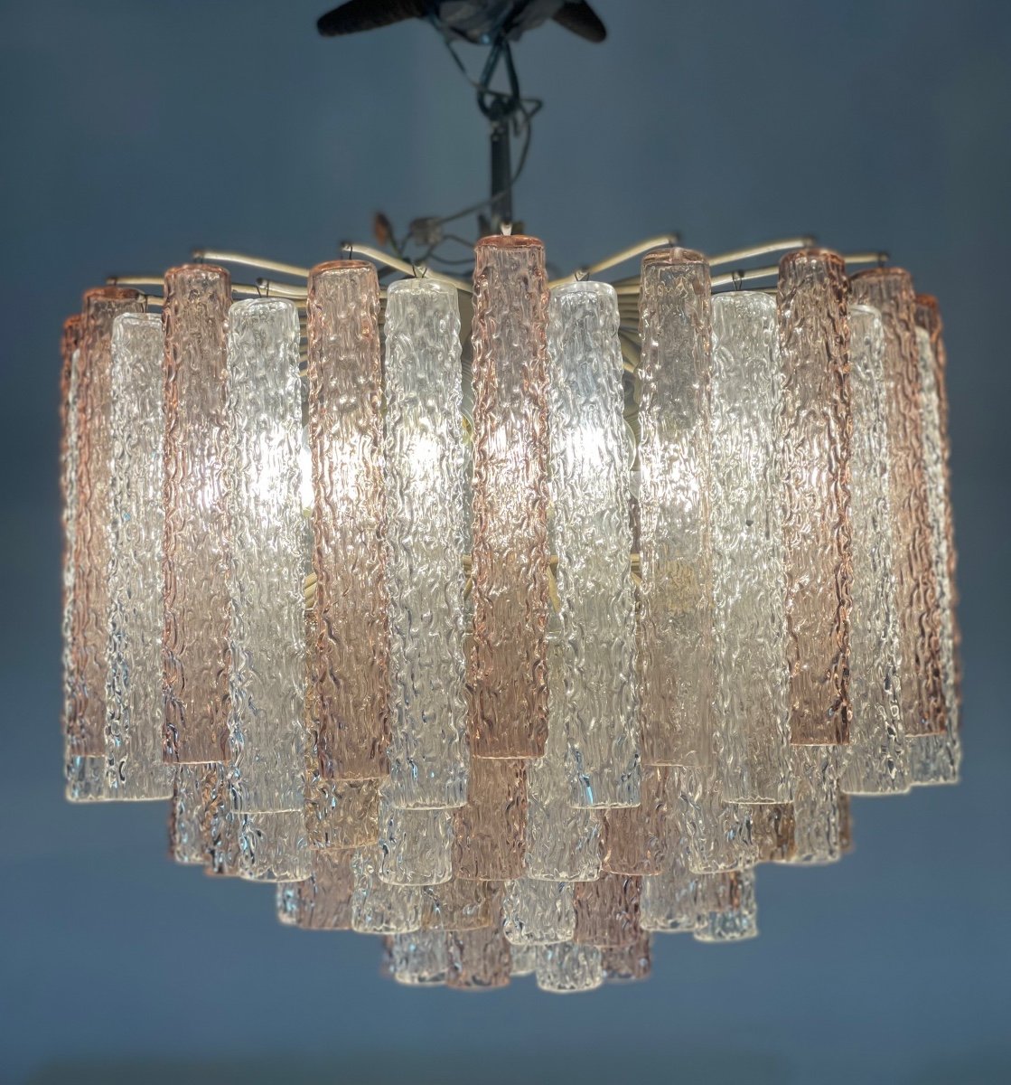 Venetian Chandelier In Pressed And Molded Murano Glass By Venini-photo-5