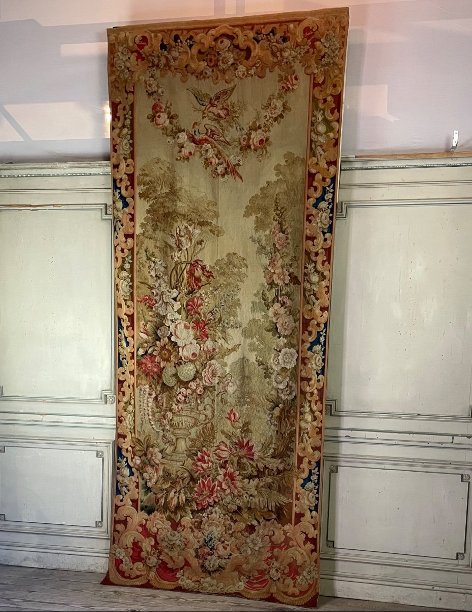 Tapisserie, Urne Fleurie, Aubusson Fin XVIIIème Siècle 