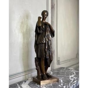 Diane De Gabies, Grand Bronze D’après L’antique Patine Médaille 