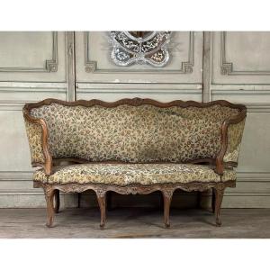 Louis XV Basket Bench In Carved Wood, 18th Century