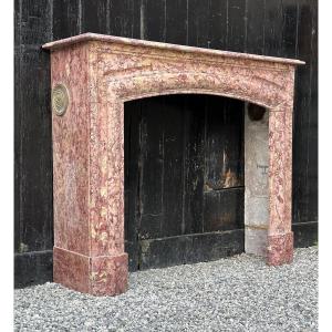 Louis XIV Style Fireplace In Purplish Brocatelle Marble Circa 1880