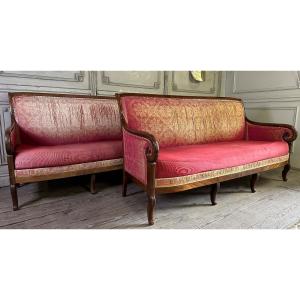 Pair Of  Mahogany Benches From The Restoration Period