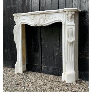 Louis XV Style Fireplace In Carrara Marble Circa 1900