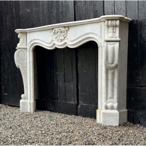 Regency Style Fireplace In White Carrara Marble, Circa 1880