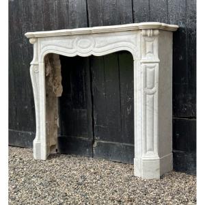 Louis XV Style Fireplace In Carrara Marble Circa 1880