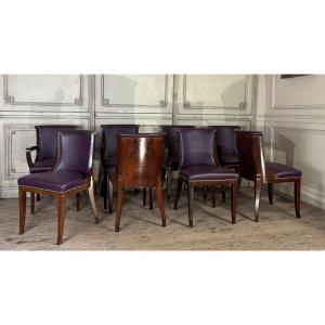 Suite Of 4 Artdeco Chairs And 4 Armchairs In Rosewood Circa 1930