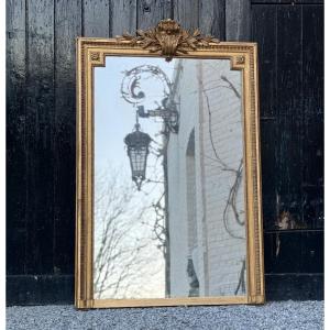 Louis XVI Style Mirror In Stuccoed And Gilded Wood Circa 1880