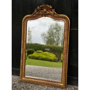 Louis XV Style Mirror In Stuccoed And Gilded Wood Circa 1880