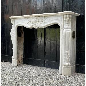 Louis XV Style Fireplace In Carrara Marble Circa 1880