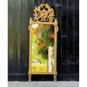 Miroir Louis XVI D’entre-deux En Bois Sculpté Et Doré, Fin Du XVIIIème Siècle