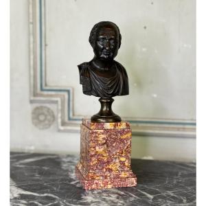 Bronze Bust On A Brocatelle Marble Base, 18th Century