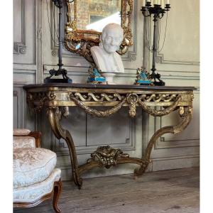 Console Transition en bois sculpté et doré, France, XVIIIéme siècle