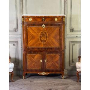 Secrétaire à abattant Louis XVI en placage de bois de rose et bois de violette, XVIIIéme siècle