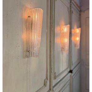 Suite de trois appliques en verre de Murano, Venise vers 1940