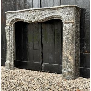 Regency Fireplace In Grey Marble, Sainte-anne, 18th Century
