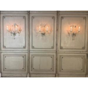 Suite de trois appliques vénitiennes en verre de Murano, vers 1950