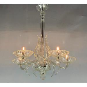 Venetian Chandelier In Murano Glass, 5 Arms, Circa 1930