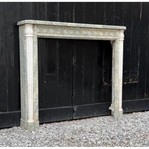 Cheminée de style Louis XVI en marbre vert Estours et blanc de Carrare, vers 1880