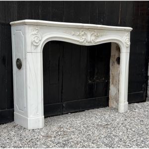 Louis XV Style Mantel In White Thassos Marble Circa 1880