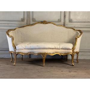 Louis XV Gilded Wood Bench, 18th Century