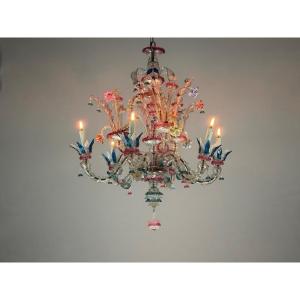 Lustre vénitien rezzonico en verre de Murano vers 1900