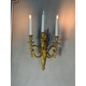 Pair Of Gilded Bronze Wall Sconces In The Louis XVI Style, Circa 1880